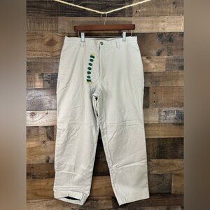 L.L.Bean Mens Natural Fit Khaki Pants W34 L29 Cotton Shell & Plaid Lining